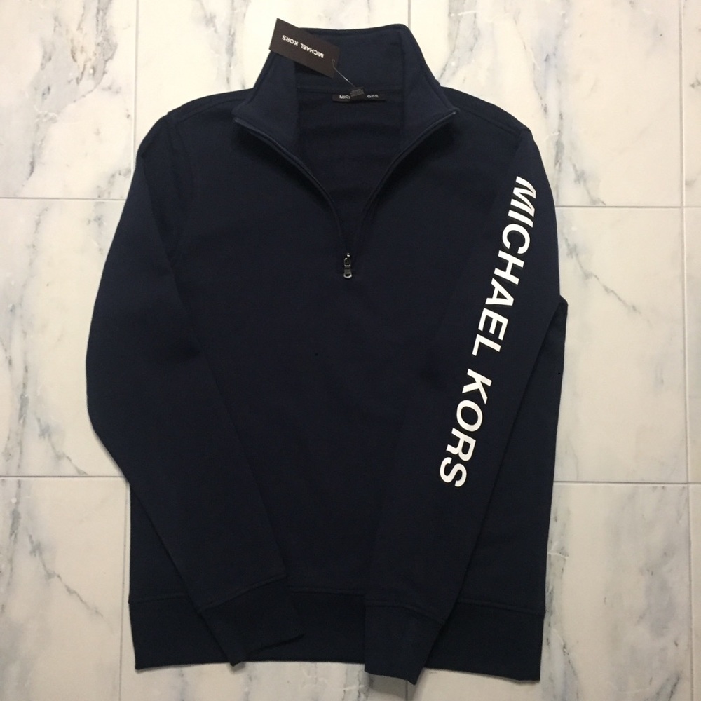 Michael Kors Midnight Turtleneck Sweatshirt Sweater 1/4 Zip Up MK NWT Logo - Picture 6 of 8